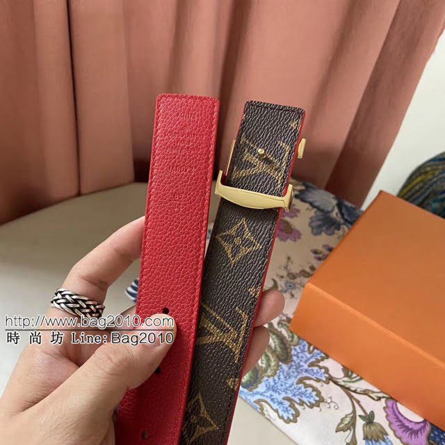 LV新款女士皮帶 路易威登Initiales雙面小牛皮腰帶  jjp1231